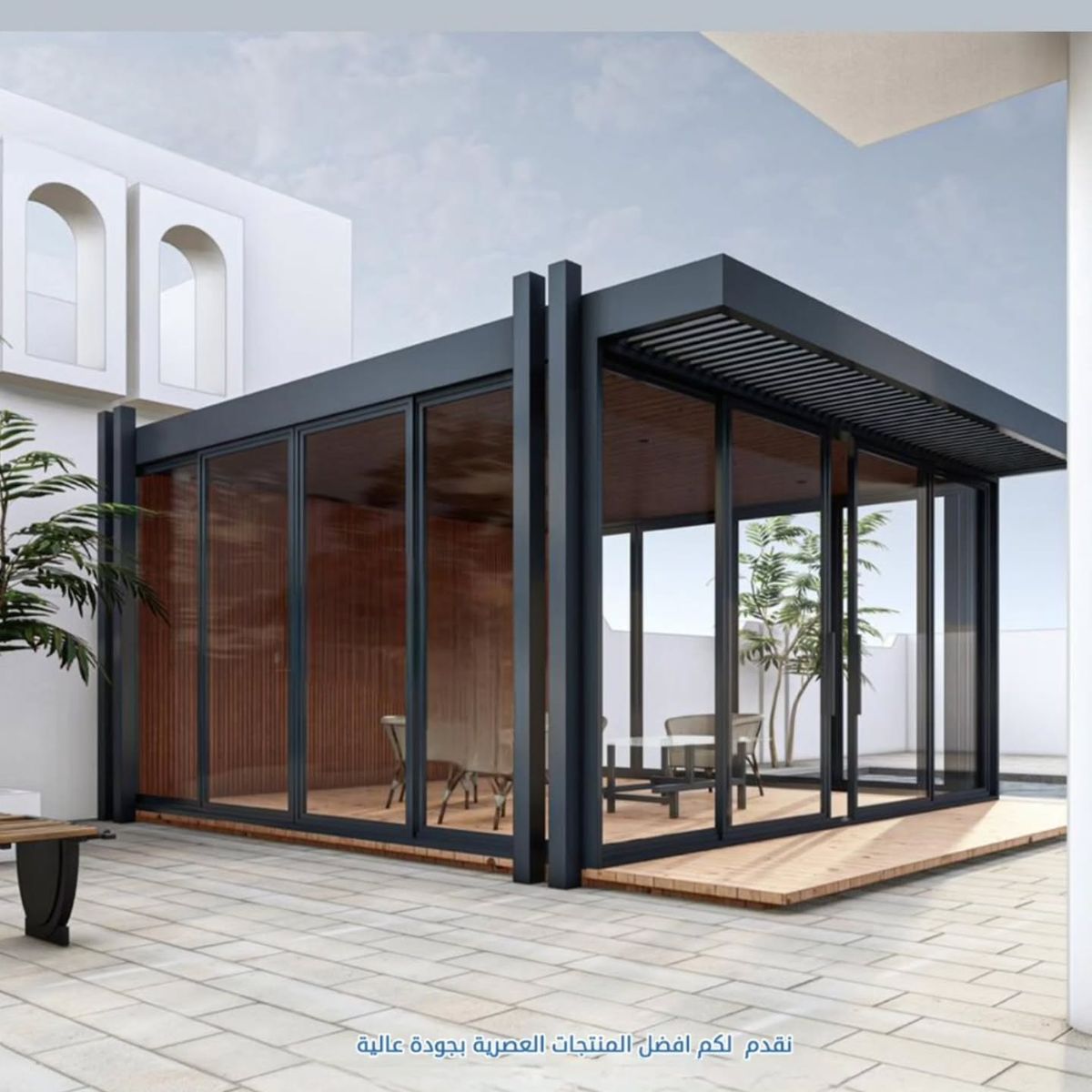 النجم اللامع للمظلات والسواتر | مجالس خارجية جدة في حي البساتين | تركيب ملاحق ساندوتش بانل واسمنت بورد