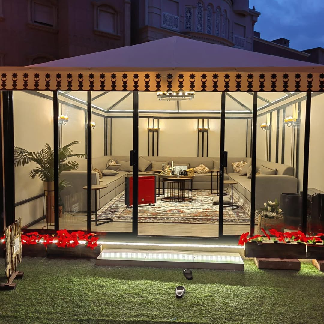 النجم اللامع للمظلات والسواتر | تركيب بيوت شعر للمناسبات في جدة حي الأندلس | بيوت شعر ملكية | تركيب بيوت شعر فاخرة