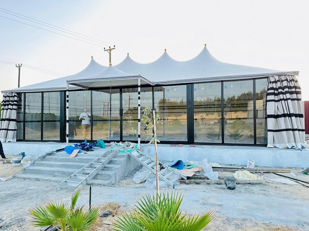 النجم اللامع للمظلات والسواتر | تركيب بيوت شعر للمناسبات في جدة حي الأندلس | بيوت شعر ملكية | تركيب بيوت شعر فاخرة