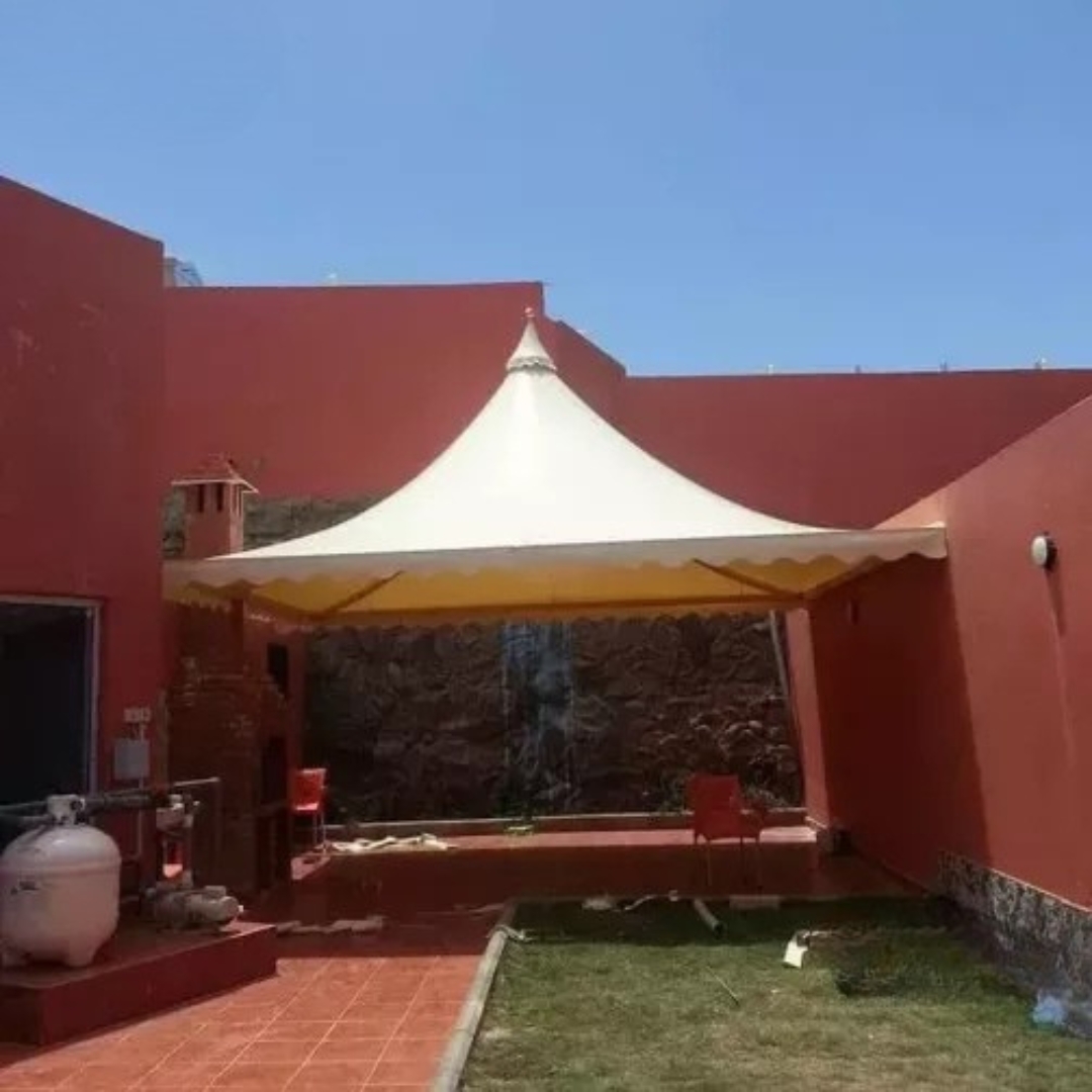 النجم اللامع للمظلات والسواتر | تركيب مظلات هرمية في جدة حي المروة | مظلات قبب جدة