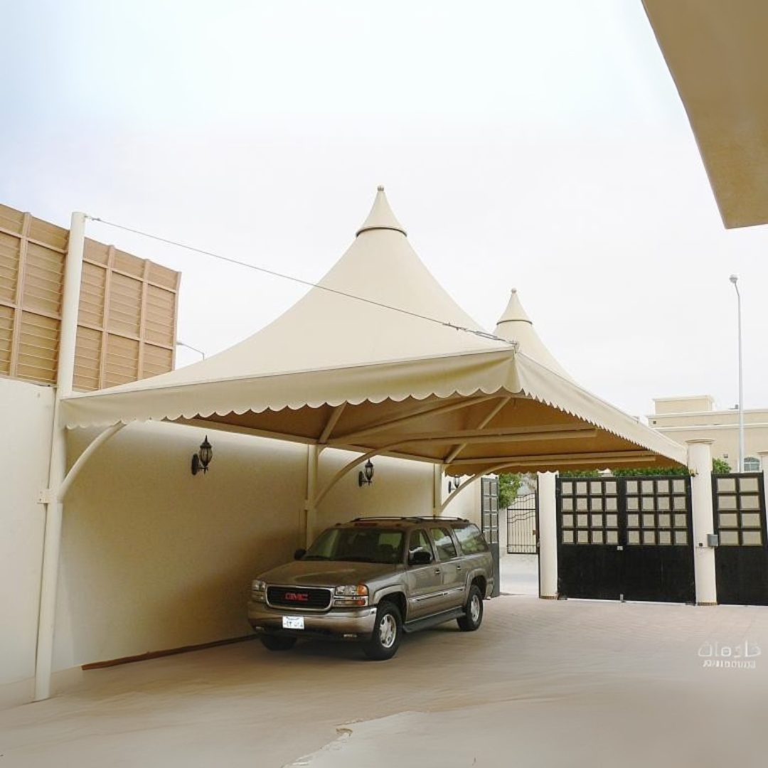 النجم اللامع للمظلات والسواتر | تركيب مظلات هرمية في جدة حي المروة | مظلات قبب جدة