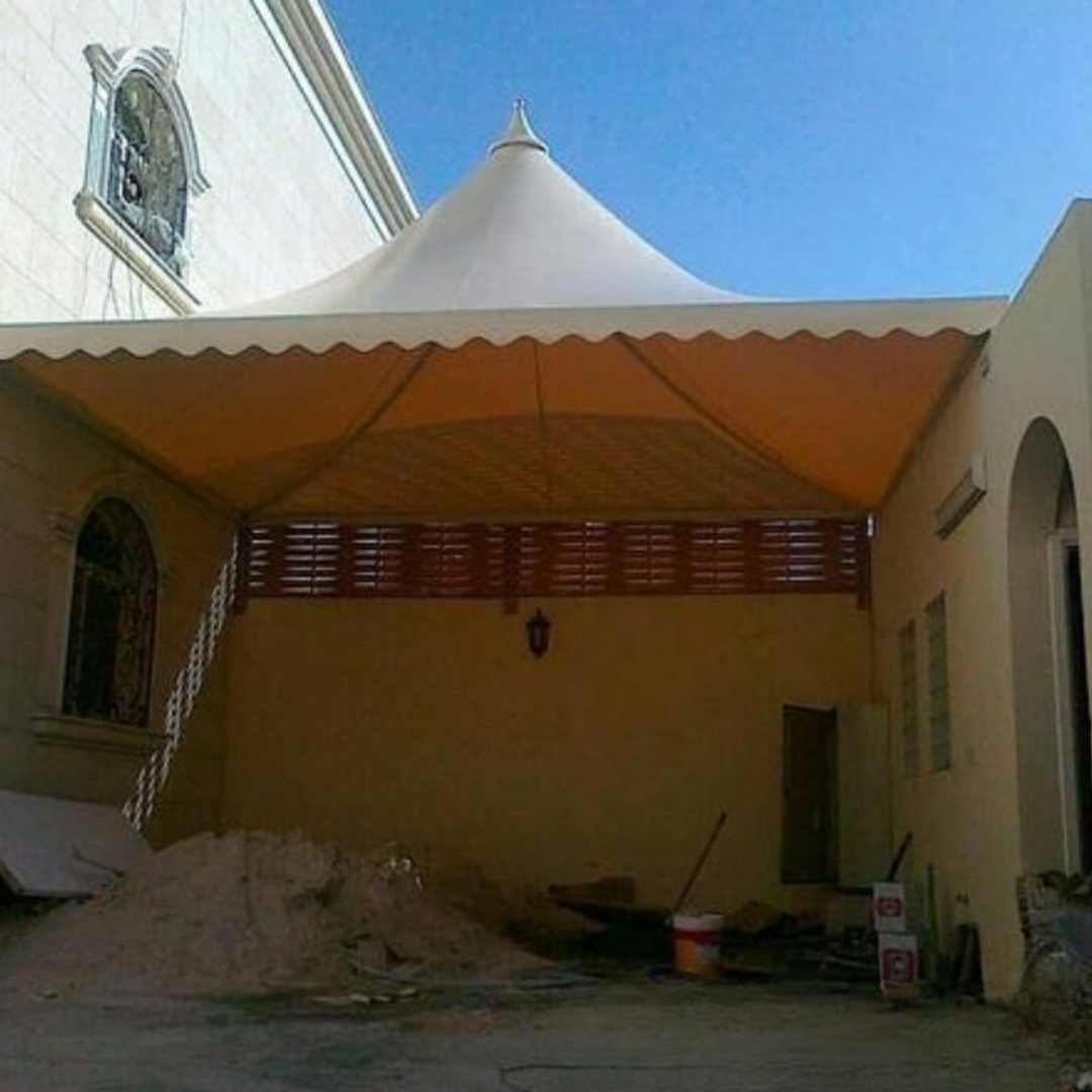 النجم اللامع للمظلات والسواتر | تركيب مظلات هرمية في جدة حي المروة | مظلات قبب جدة