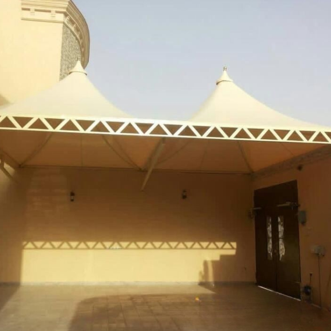 النجم اللامع للمظلات والسواتر | تركيب مظلات هرمية في جدة حي المروة | مظلات قبب جدة