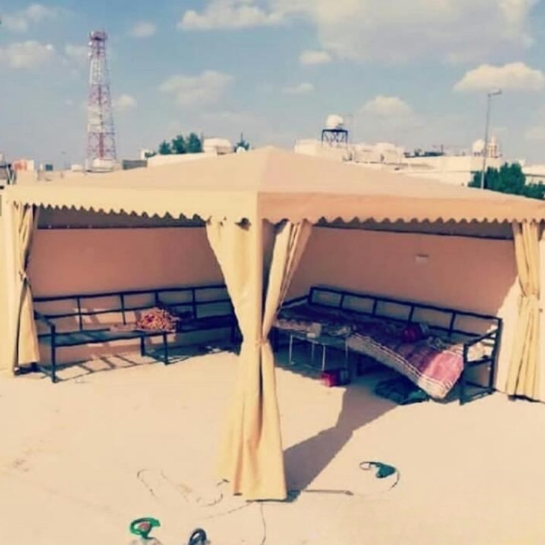 النجم اللامع للمظلات والسواتر | تركيب مظلات هرمية في جدة حي المروة | مظلات قبب جدة