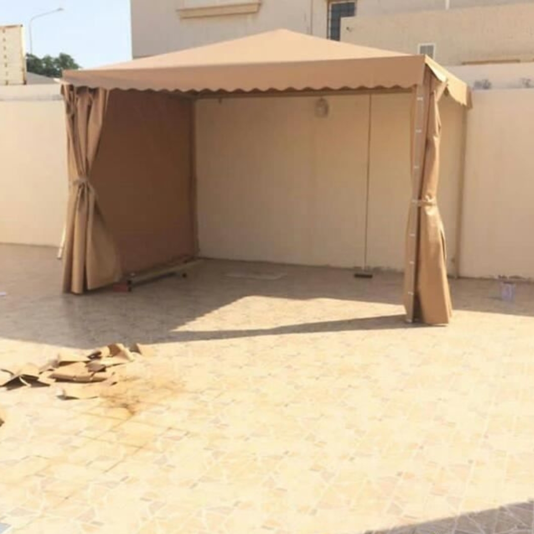 النجم اللامع للمظلات والسواتر | تركيب مظلات هرمية في جدة حي المروة | مظلات قبب جدة