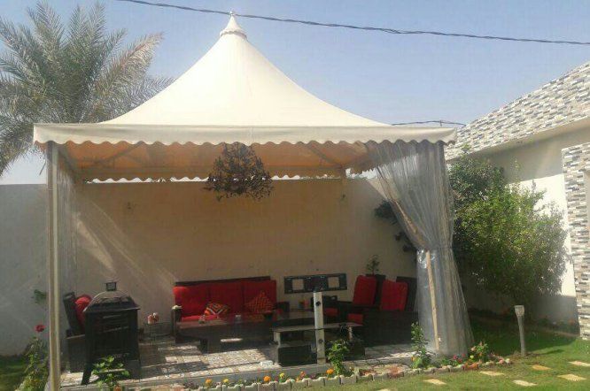 النجم اللامع للمظلات والسواتر | تركيب مظلات هرمية في جدة حي المروة | مظلات قبب جدة