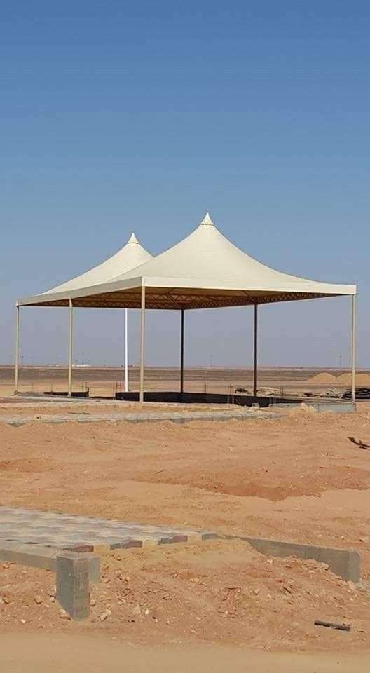 النجم اللامع للمظلات والسواتر | تركيب مظلات هرمية في جدة حي المروة | مظلات قبب جدة