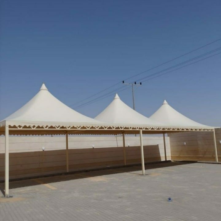 النجم اللامع للمظلات والسواتر | تركيب مظلات هرمية في جدة حي المروة | مظلات قبب جدة