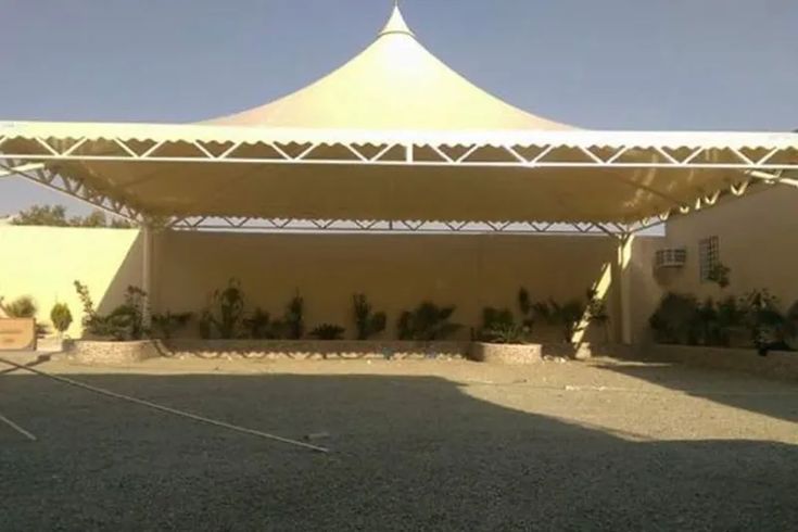 النجم اللامع للمظلات والسواتر | تركيب مظلات هرمية في جدة حي المروة | مظلات قبب جدة